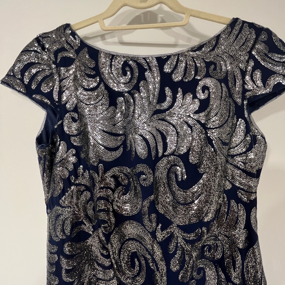 Adrianna Papell blue and silver dress, size 8